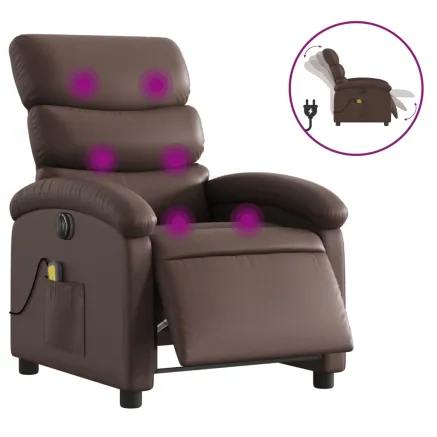Fauteuil de massage inclinable électrique marron similicuir 2