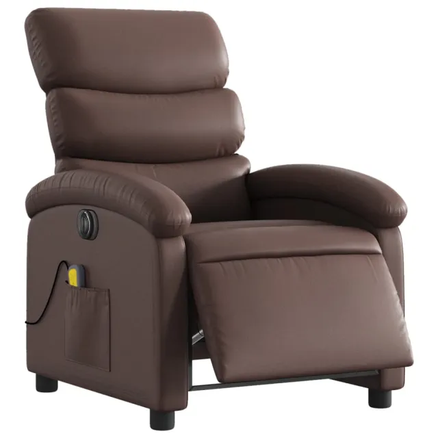 Fauteuil de massage inclinable électrique marron similicuir