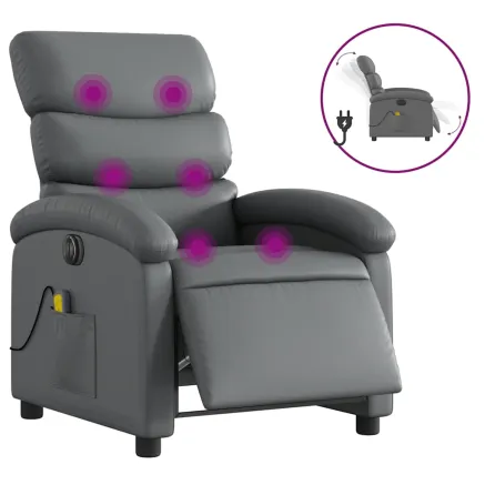 Fauteuil de massage inclinable électrique gris similicuir 2
