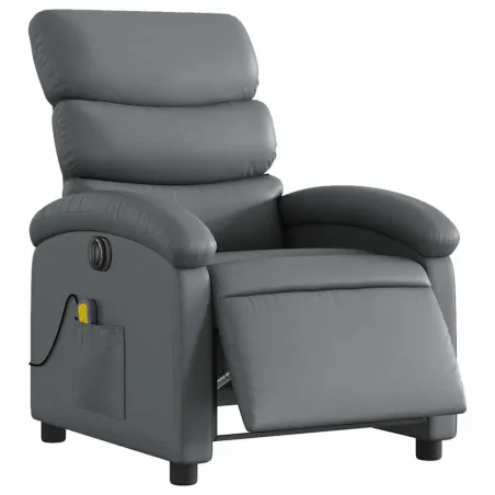 Fauteuil de massage inclinable électrique gris similicuir