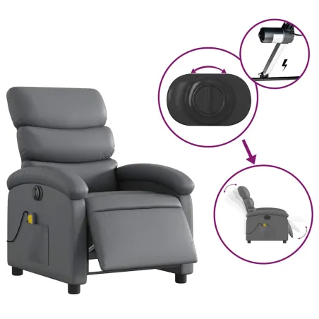 Fauteuil de massage inclinable électrique gris similicuir
