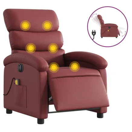 Fauteuil de massage inclinable électrique rouge bordeaux 2