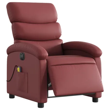 Fauteuil de massage inclinable électrique rouge bordeaux