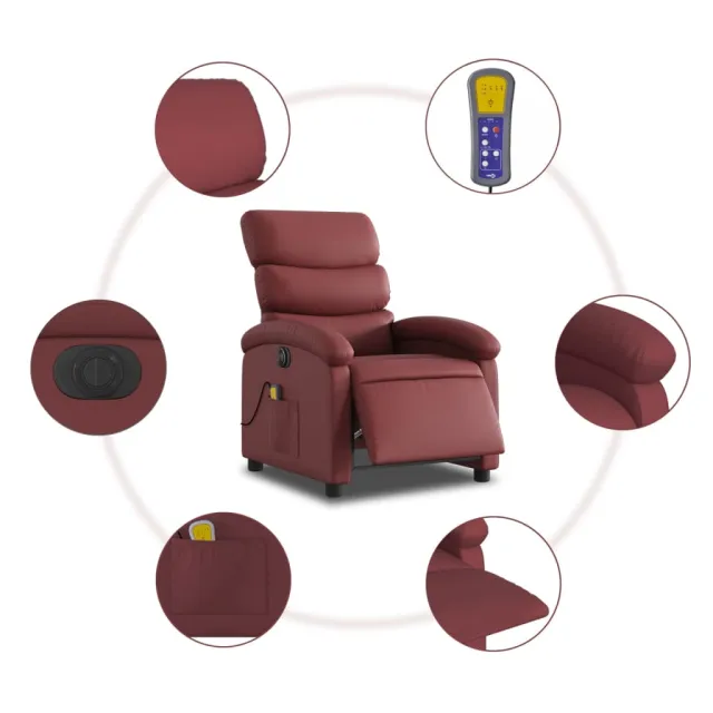 Fauteuil de massage inclinable électrique rouge bordeaux