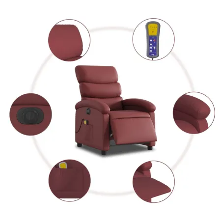 Fauteuil de massage inclinable électrique rouge bordeaux
