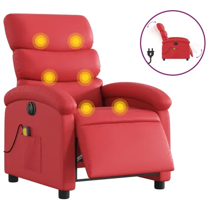 Fauteuil de massage inclinable électrique rouge similicuir 2