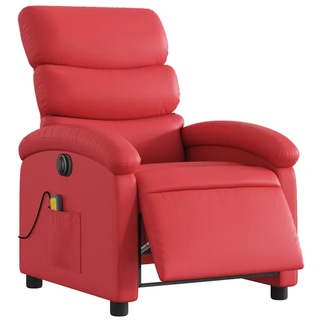 Fauteuil de massage inclinable électrique rouge similicuir