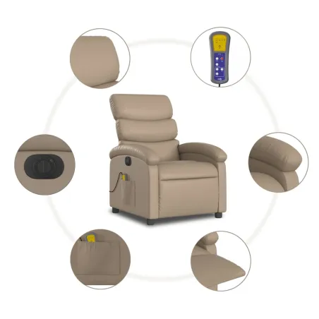 Fauteuil de massage inclinable électrique cappuccino similicuir