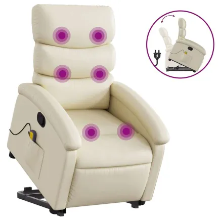 Fauteuil inclinable de massage Crème Similicuir 2