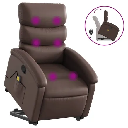 Fauteuil inclinable de massage Marron Similicuir 2