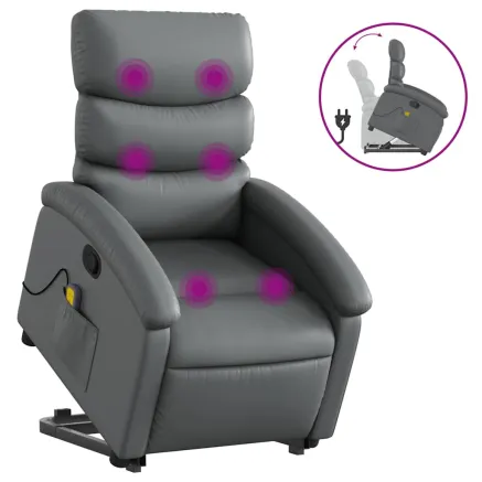 Fauteuil inclinable de massage Gris Similicuir 2