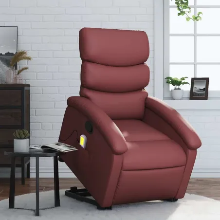 Fauteuil inclinable de massage Rouge bordeaux Similicuir