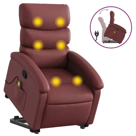 Fauteuil inclinable de massage Rouge bordeaux Similicuir 2