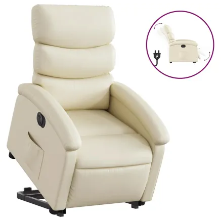 Fauteuil inclinable électrique crème similicuir 2