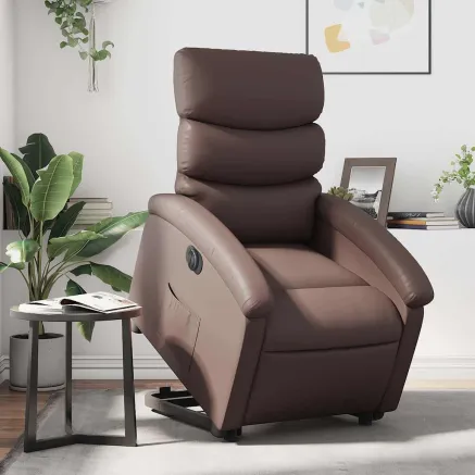 Fauteuil inclinable électrique marron similicuir