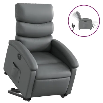 Fauteuil inclinable électrique gris similicuir 2