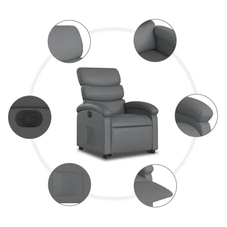 Fauteuil inclinable électrique gris similicuir