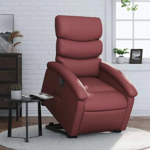 Fauteuil inclinable électrique rouge bordeaux similicuir