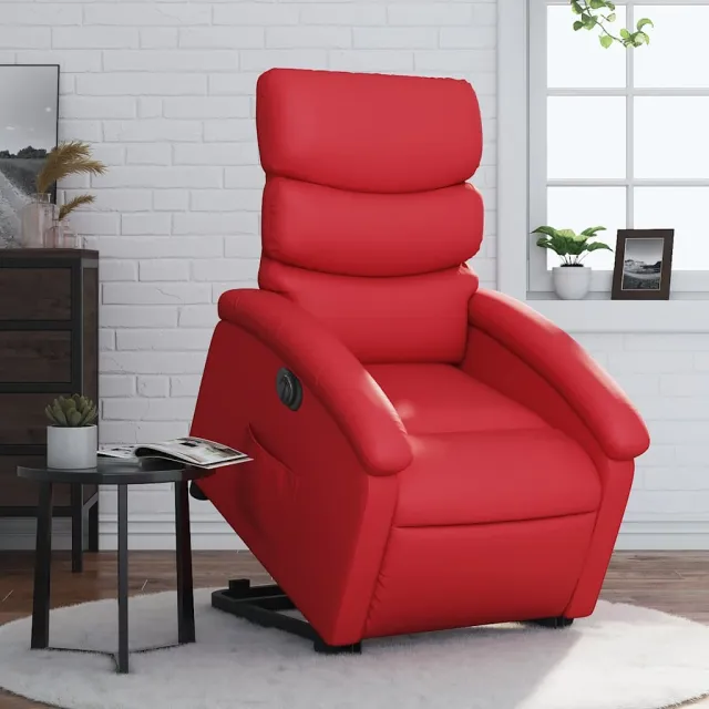 Fauteuil inclinable électrique rouge similicuir