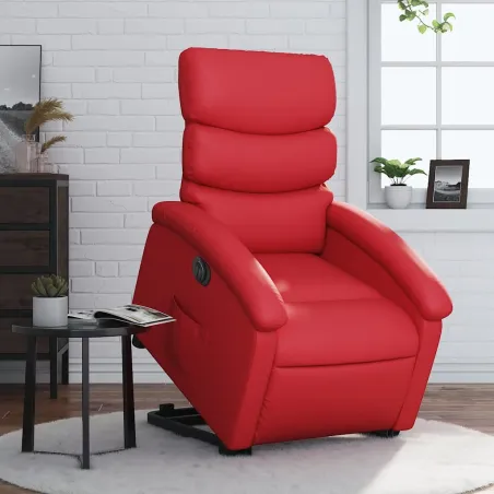 Fauteuil inclinable électrique rouge similicuir