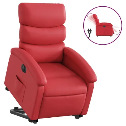Fauteuil inclinable électrique rouge similicuir 2