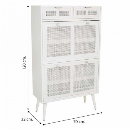 Shoe cupboard Alexandra House Living White 32 x 120 x 70 cm Grille 2