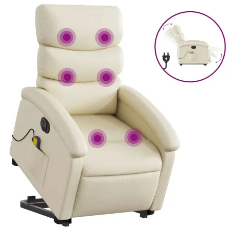Fauteuil inclinable de massage électrique crème similicuir