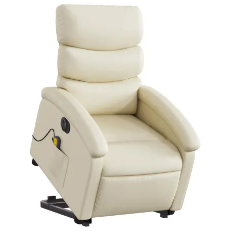 Fauteuil inclinable de massage électrique crème similicuir