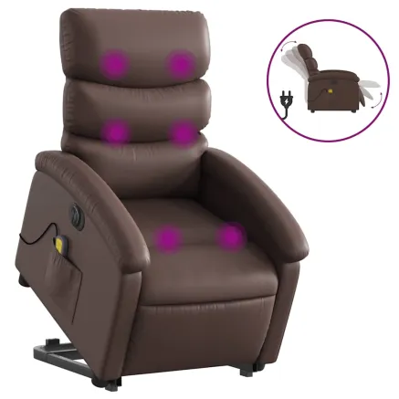 Fauteuil inclinable de massage électrique marron similicuir 2