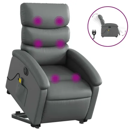 Fauteuil inclinable de massage électrique gris similicuir 2