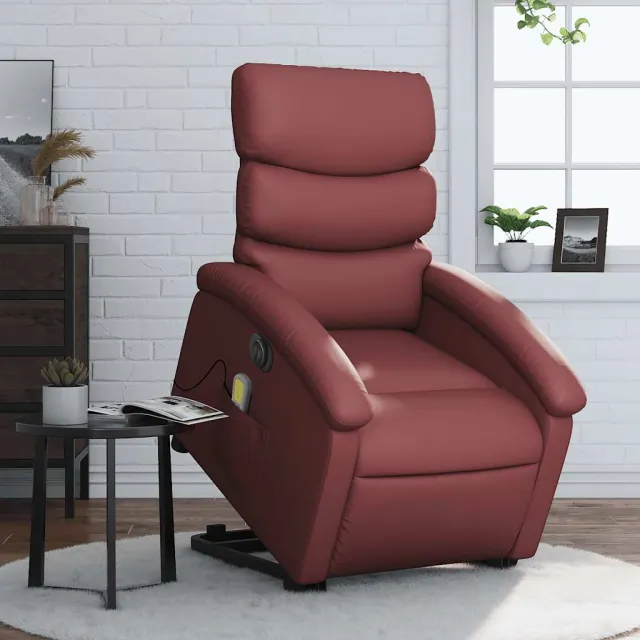 Fauteuil inclinable de massage électrique rouge bordeaux