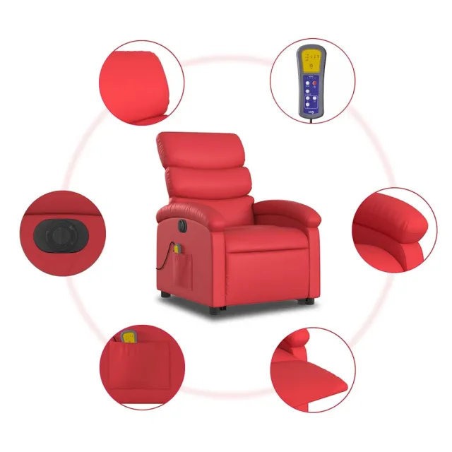 Fauteuil inclinable de massage électrique rouge similicuir