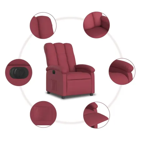 Fauteuil inclinable électrique Rouge bordeaux Tissu