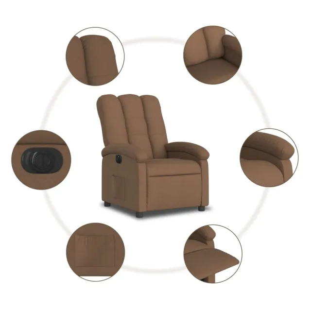 Fauteuil inclinable électrique Marron Tissu