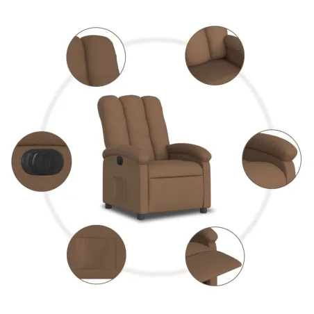 Fauteuil inclinable électrique Marron Tissu