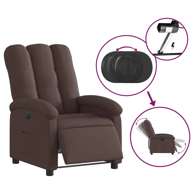 Fauteuil inclinable électrique Marron foncé Tissu