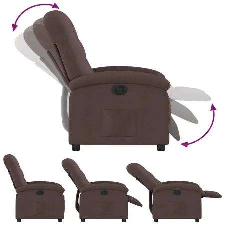 Fauteuil inclinable électrique Marron foncé Tissu