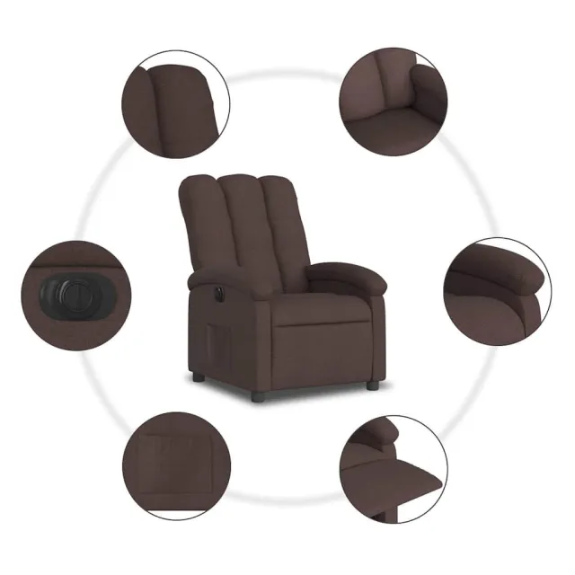 Fauteuil inclinable électrique Marron foncé Tissu