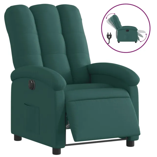 Fauteuil inclinable électrique Vert foncé Tissu