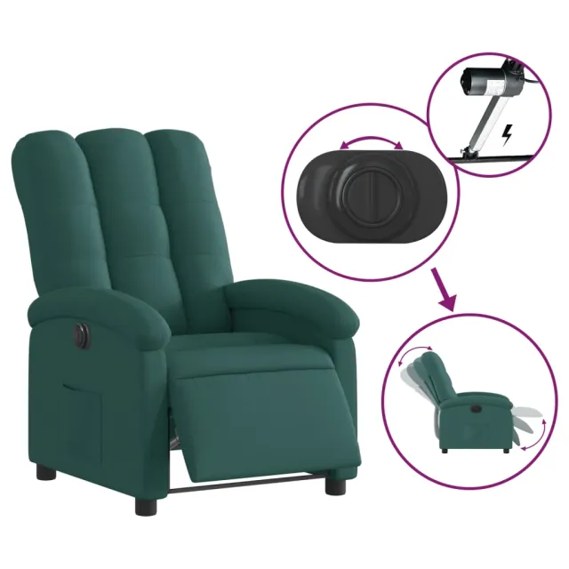 Fauteuil inclinable électrique Vert foncé Tissu