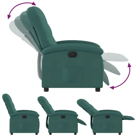 Fauteuil inclinable électrique Vert foncé Tissu