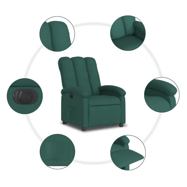 Fauteuil inclinable électrique Vert foncé Tissu