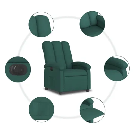 Fauteuil inclinable électrique Vert foncé Tissu
