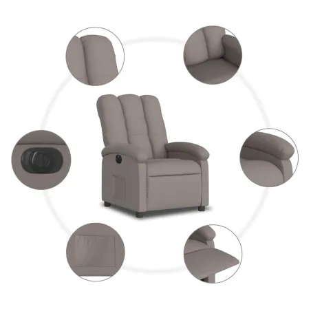 Fauteuil inclinable électrique Taupe Tissu