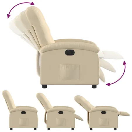 Fauteuil inclinable électrique Crème Tissu