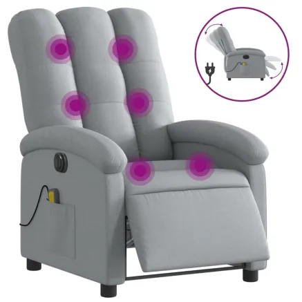 Fauteuil de massage inclinable électrique gris clair tissu 2