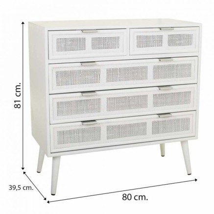Commode Alexandra House Living Blanc Bambou Bois MDF 39 x 81 x 80 cm 2