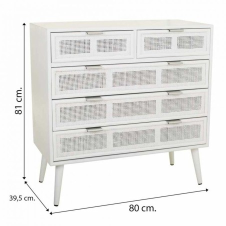 Cassettiera Alexandra House Living Bianco Bambù Legno MDF 39 x 81 x 8