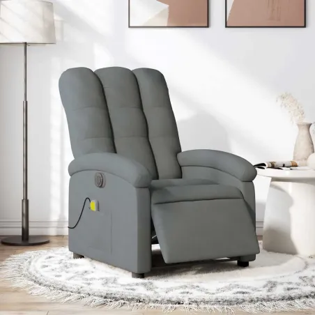 Fauteuil inclinable de massage électrique gris foncé tissu