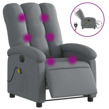 Fauteuil inclinable de massage électrique gris foncé tissu 2